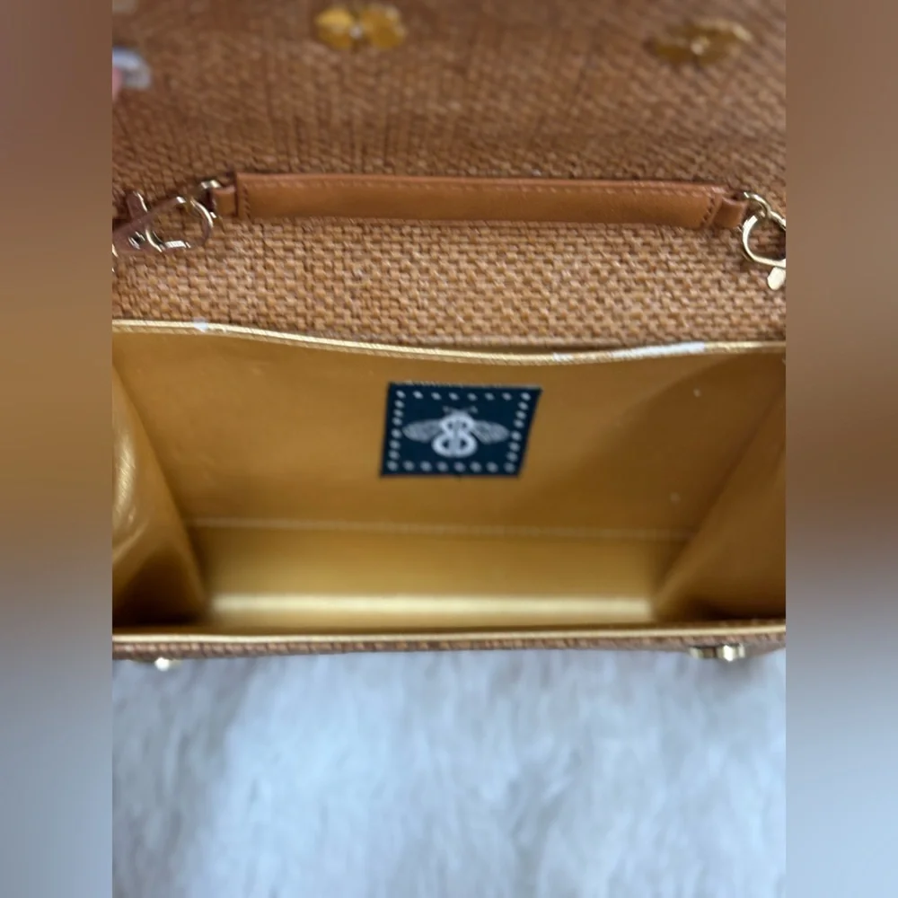 Elegant Brown Bee Embellished Clutch